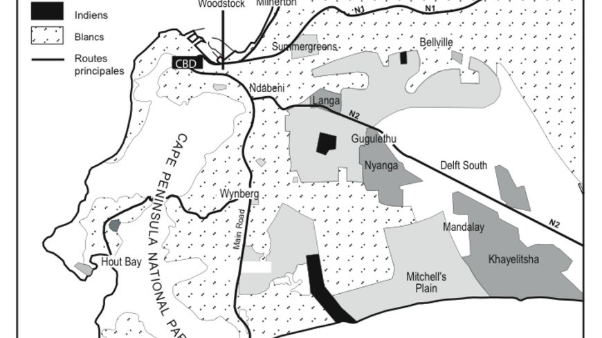 Le Cap: croquis des quartiers sous le Group Areas Act