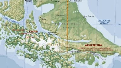 Carte de la cordillère Darwin, en Terre de Feu.