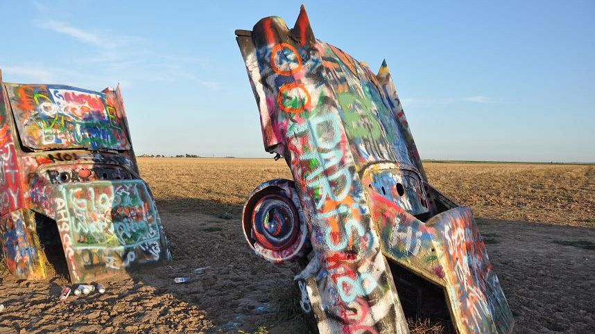 Cadillac Ranch, à Amarillo, le long de la route 66.