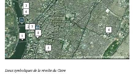 Lieux de rassemblement au Caire, 2011