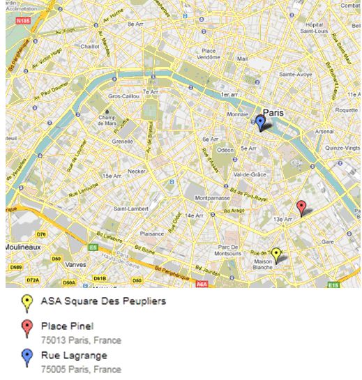 Paris, Localisation des lieux d'étude
