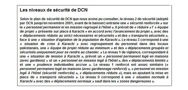 Encadré - niveau de sécurité Karachi