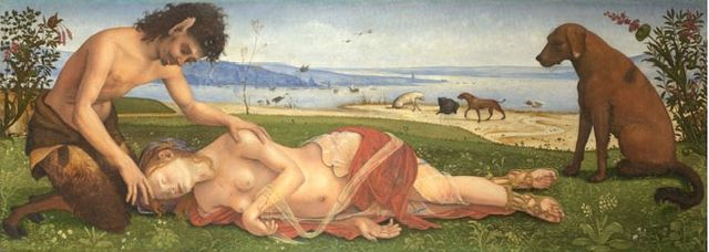 un satyre pleurant sur une nymphe