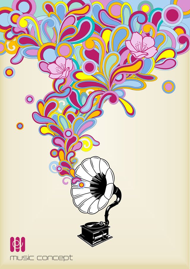 Phonographe, couleur, musique