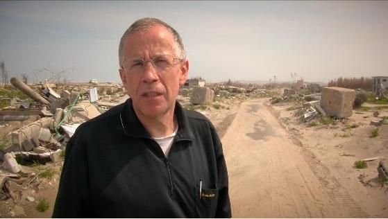 Frédéric Charles dans la zone interdite de la centrale nucléaire de Fukushima