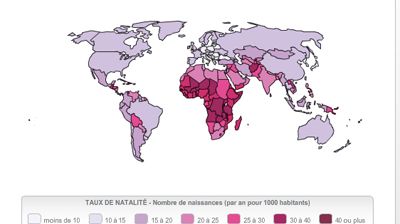 Carte de la population du Monde en 2011