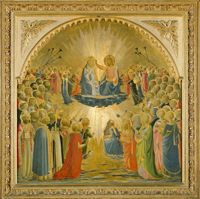 Le Couronnement de la Vierge, 1434-1435, tempera sur bois, 114 × 113 cm Galerie des Offices, Florence