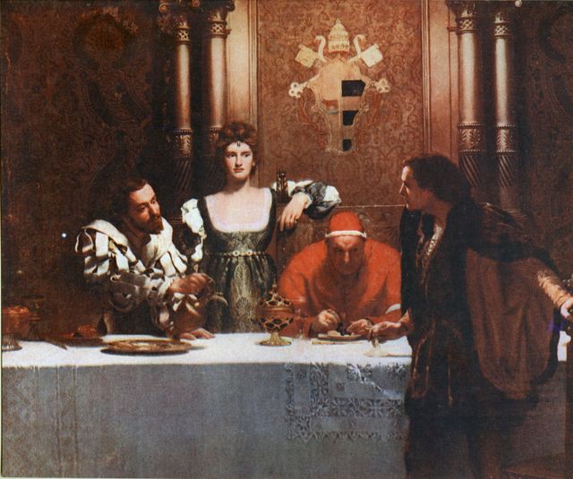 Tableau "A Glass of Wine with Caesar Borgia" de John Collier