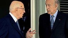 Valéry Giscard d'Estaing et le président italien Giorgio Napolitano, 20 juin 2006.