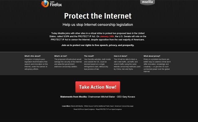 Grève Internet firefox