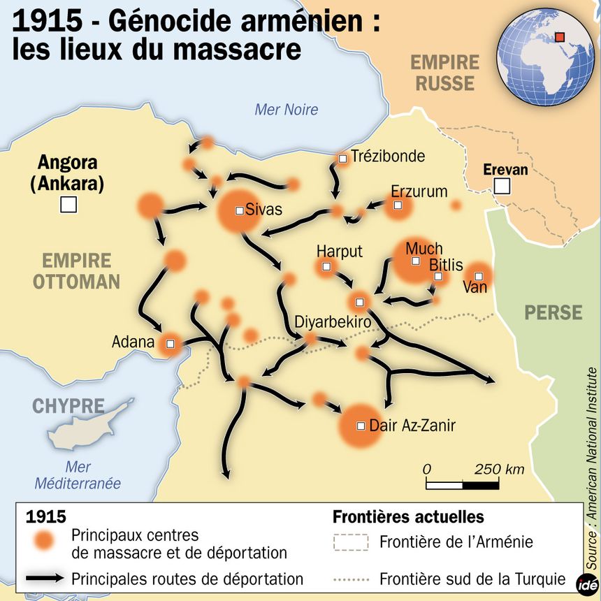 Les lieux de massacres du génocide arménien
