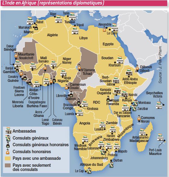 Les représentations diplomatiques indiennes en Afrique