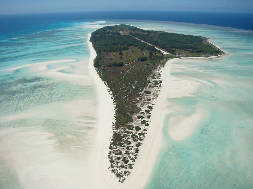 Vue aérienne de Juan de Nova (océan Indien)