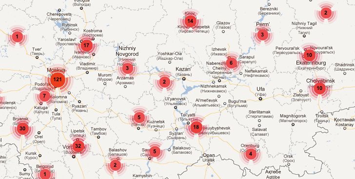 Capture d'écran de "la carte des infractions"