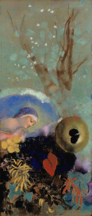 Odilon Redon (1840 – 1916), Hommage à Léonard de Vinci. Vers 1914. Pastel sur papier.Amsterdam, Stedelijk Museum