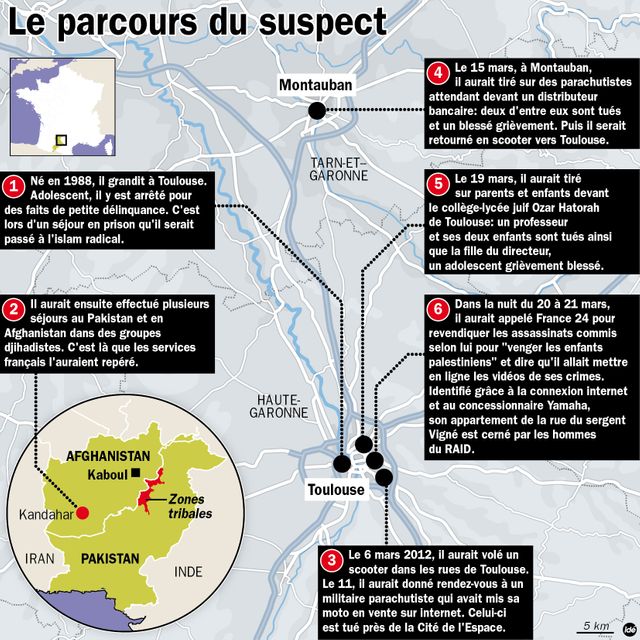 Le parcours du suspect