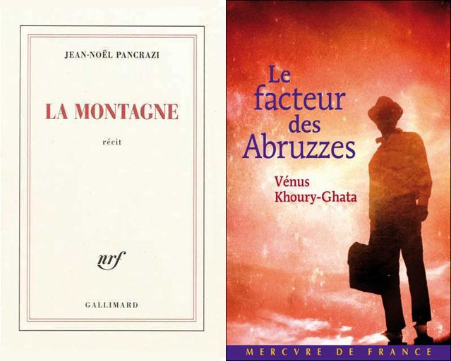 Couvertures de "La montagne" de Jean-Nöel Pancrazi et de "Le facteur des abbruzzes" de Vénus Khoury-Ghata