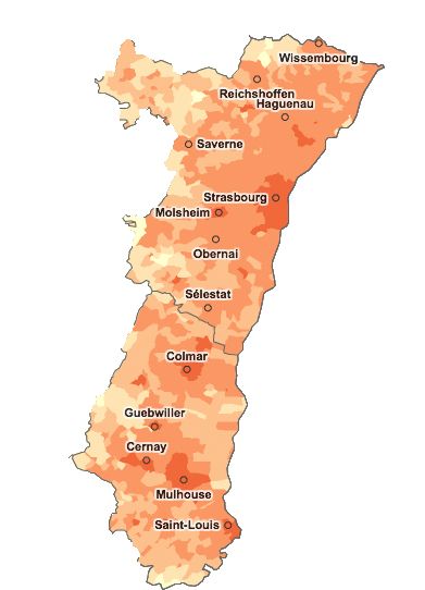 densité de population en Alsace