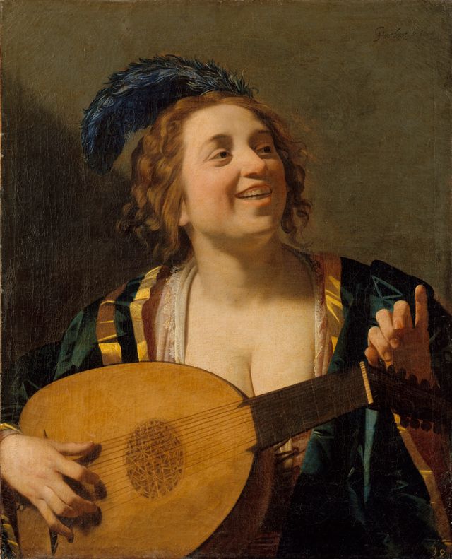 Gerrit van Honthorst - Femme accordant son luth