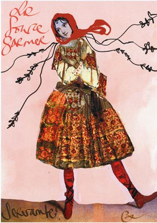 Maquette d’après Christian Lacroix pour le costume d’une Servante