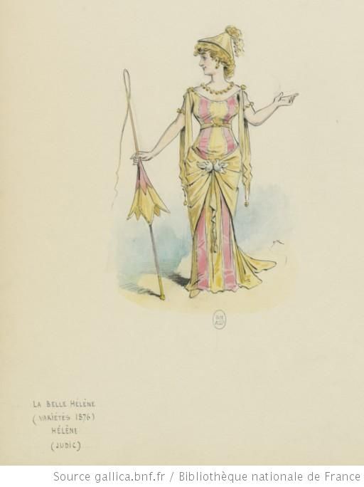 Anna Judic (Hélène) dans La Belle Hélène, opéra-bouffe de Henri Meilhac, Ludovic Halévy et Jacques Offenbach. Variétés, 1876.