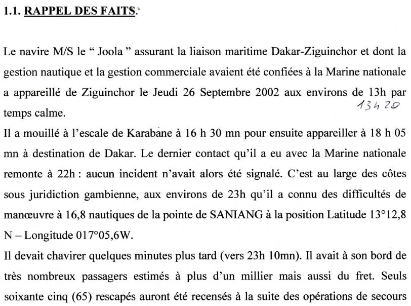 Joola : rapport