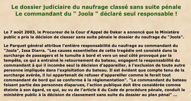 Joola : jugement
