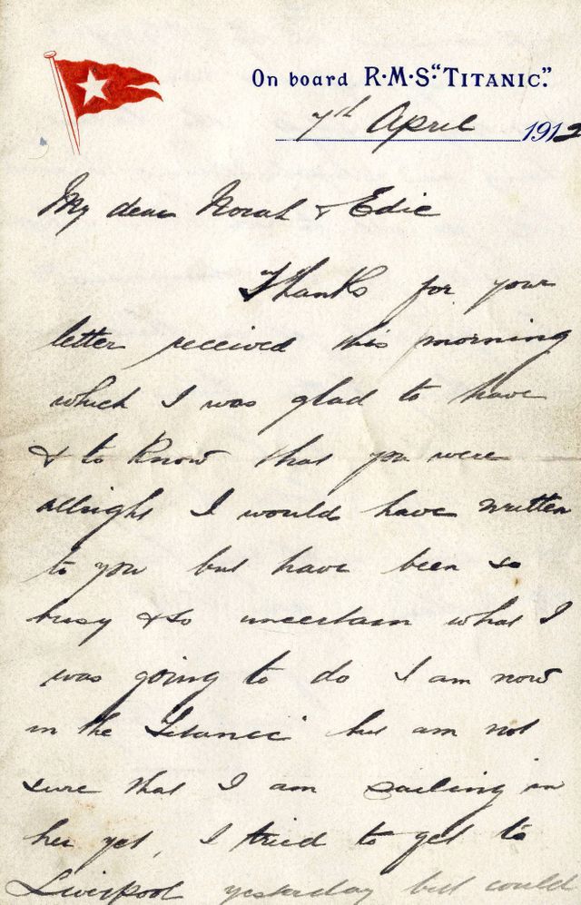 Titanic 5 - A letter written on board on Titanic