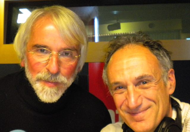 Philippe Delerm et Denis Cheissoux dans les studios de France Bleu Loire Océan