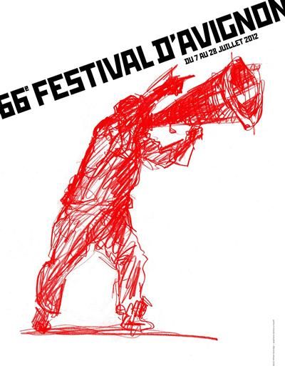 dessin de William Kentridge pour l'affiche du Festival d'Avignon 2012