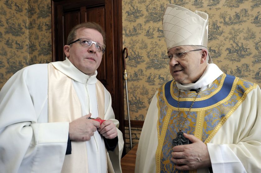 Mgr Bernard Podvin, et Mgr André Vingt-Trois, au mois de mai 2012