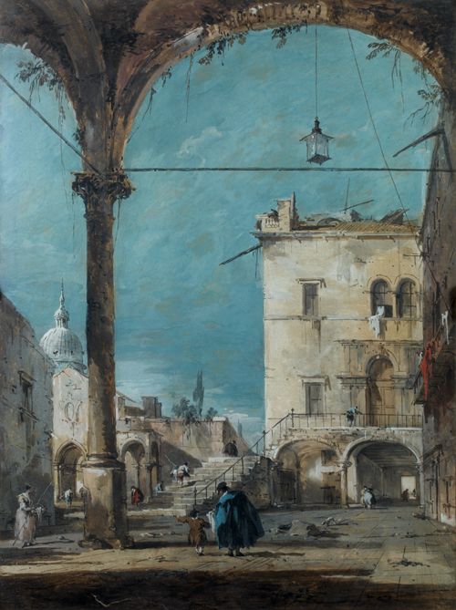 Francesco Guardi - Caprice vénitien avec un portique vers 1778-1780 Gouache sur carte