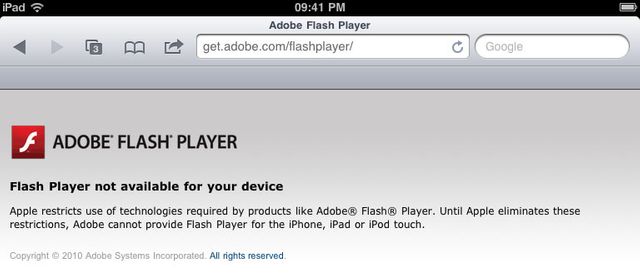 Apple n'a jamais autorisé Flash sur ses appareils mobiles