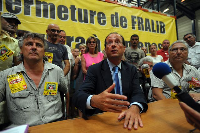 François Hollande était candidat à la primaire du PS quand il a visité le site Fralib à Gémenos le 22 août 2011