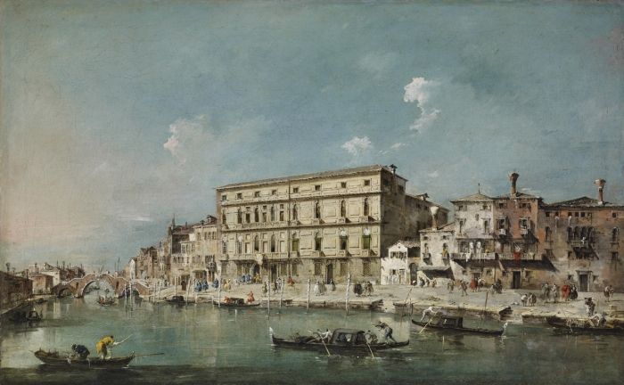 Le Canale di Cannaregio avec le Palazzo Surian-Bellotto, l'ambassade de France, huile sur toile