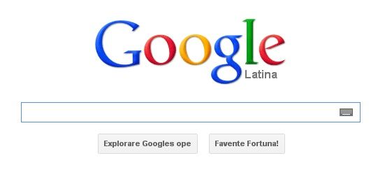 La page d'accueil de Google, en Latin