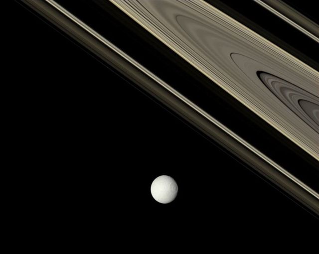 Tethys et les anneaux de Saturne