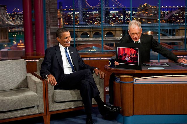 Barack Obama on the late show