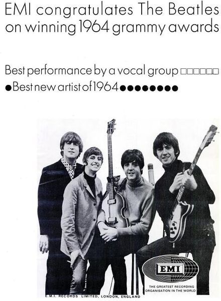 Emi félicite les Beatles en 1965