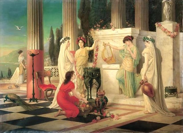 Dans le temple de Vesta - Peinture de Constantin Hölscher - 1902