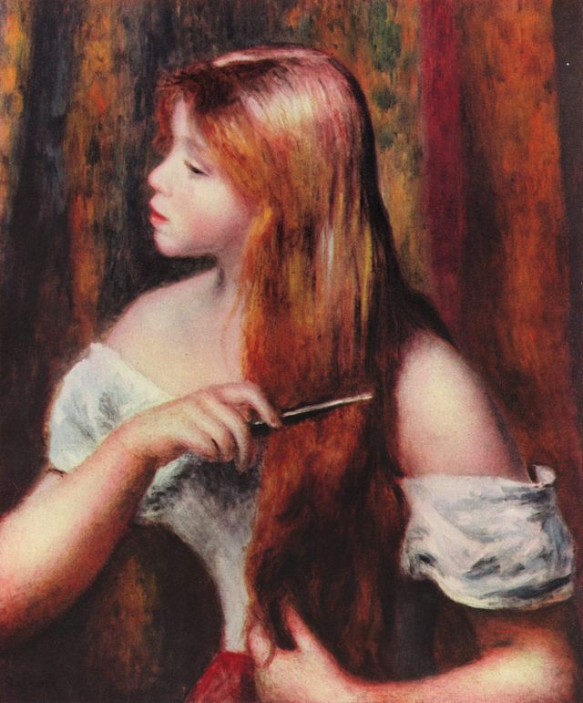 Jeune fille coiffant ses cheveux. Auguste Renoir