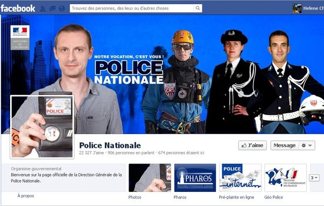 Le profil de la police nationale sur Facebook