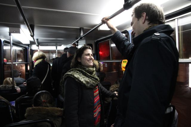 Gal et Andrzej dans le tram de Cracovie