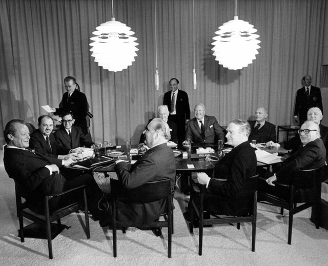 Sommet européen de Copenhague avec le Premier Ministre britannique Edward Heath - 14 décembre 1973