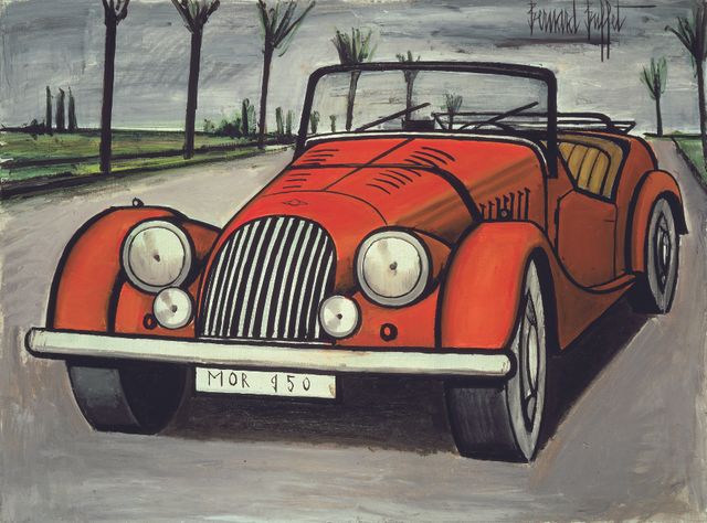 Bernard Buffet - L'automobile Morgan 1950, 1984 Huile sur toile, 97x130 cm - Courtesy Galerie