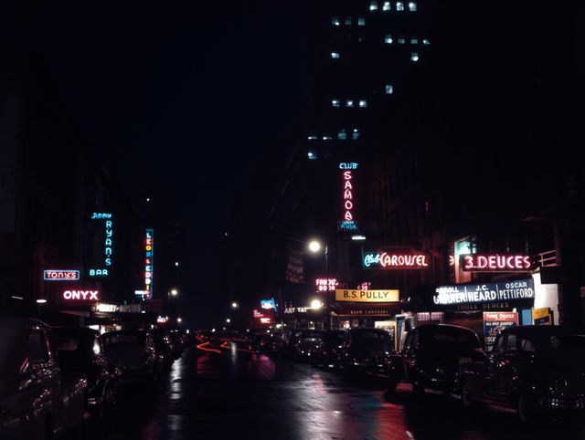 La 52ème rue à New York, la "rue du Jazz" en juillet 1948