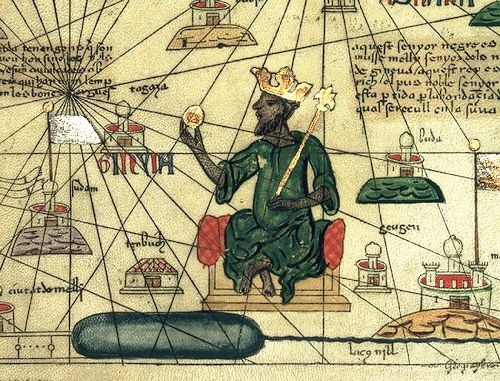Représentation du roi du Mali Kanga Moussa - Atlas catalan du XIVe siècle par Abraham Cresques