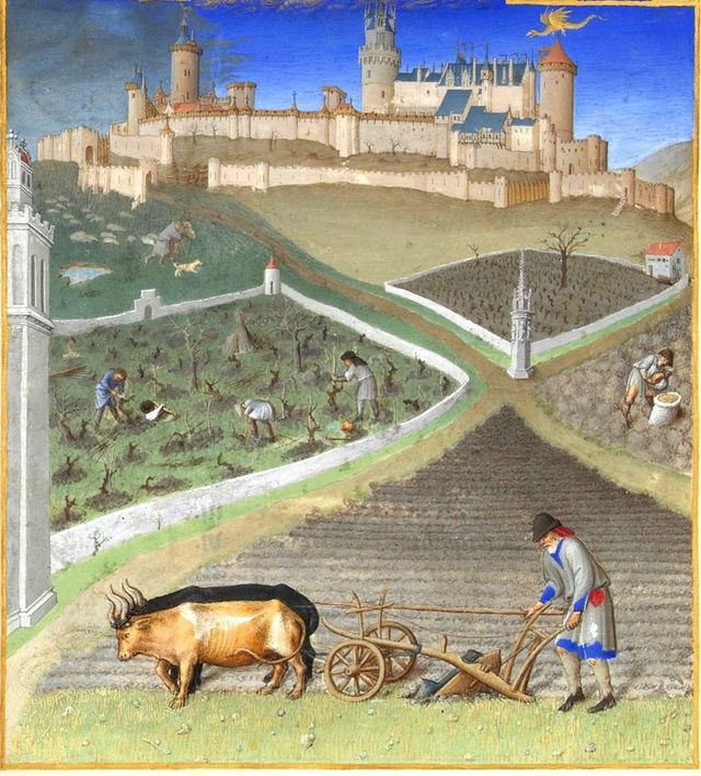 "Le mois de Mars" extrait des Très Riches Heures du duc de Berry - Frères de Limbourg - XVe siècle