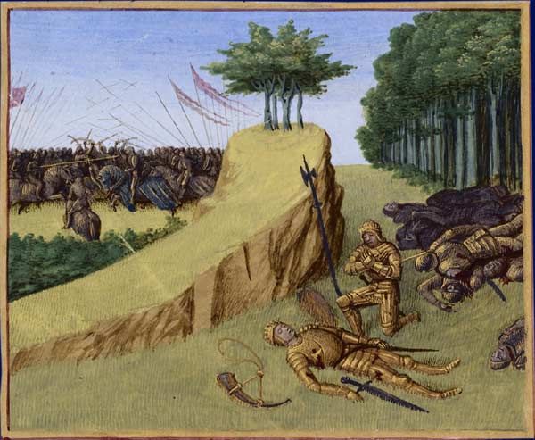 La mort de Roland - Grandes Chroniques de France enluminées par Jean Fouquet - Tours vers 1455-1460