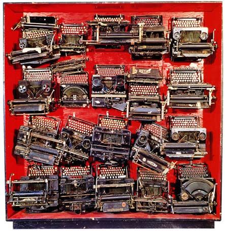 Arman, 1962, INFINITY OF TYPEWRITERS INFINITY OF MONKEYS INFINITY OF TIME = HAMLET